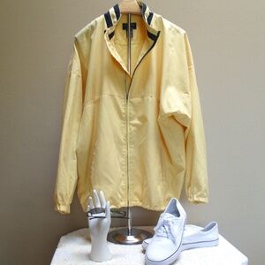 CUTTER & BUCK Vintage Yellow Navy Zip Windbreaker Golf Jacket Women's Sz L